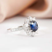 Unheated Natural Sapphire Diamond Ring D2.16ct d1.4ct. 18K Gold